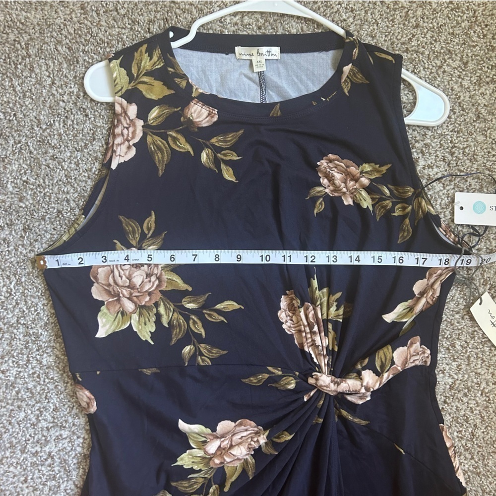 Nine Britton Abigail Brushed Knit Midi Dress Navy Blue Floral Formal Twist XXL - Picture 7 of 8